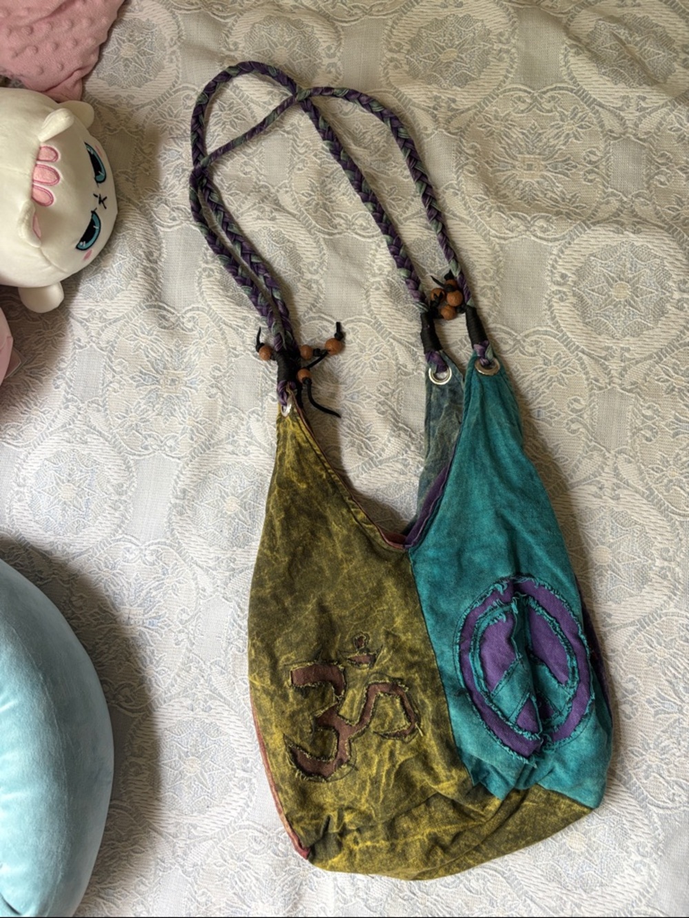 Boho/Hippie Patchwork Peace Sign Shoulder Bag